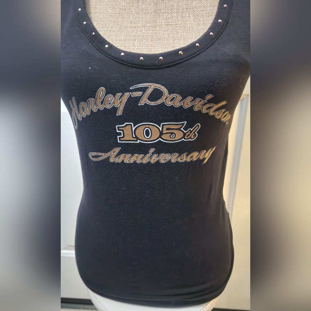 Harley-Davidson Black Tank with Open Laced Up Back Size M - Picture 2 of 8